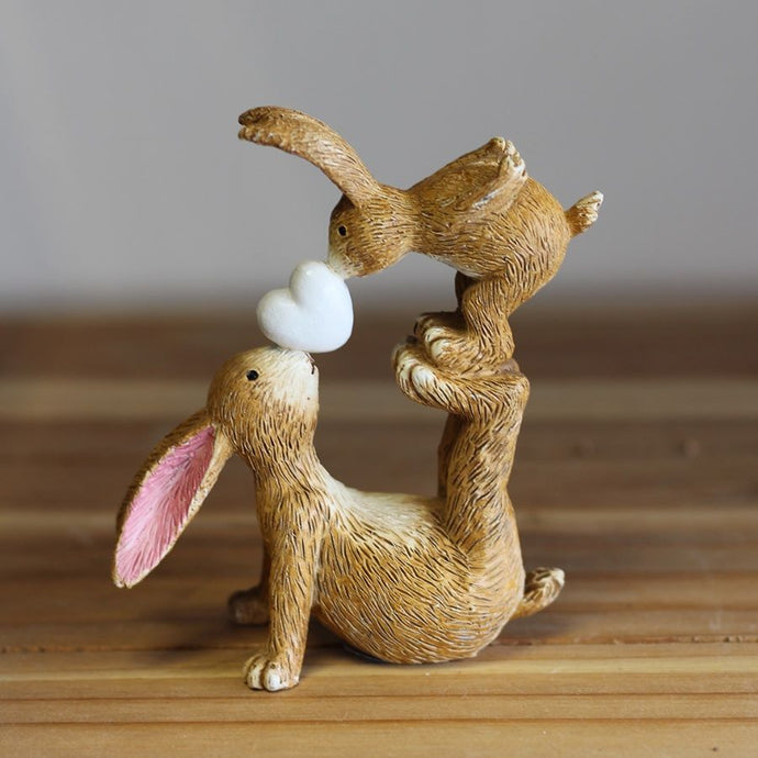 Kissing Bunnies With Heart Ornament