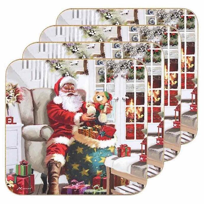 Festive Santa Design Coasters Set Of 4