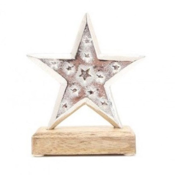 Metal Star On Wooden Base