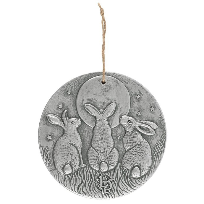 Silver Hares Hanging Plaque by Lisa Parker