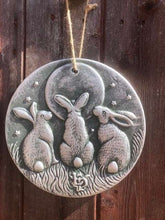 Load image into Gallery viewer, Silver Hares Hanging Plaque by Lisa Parker
