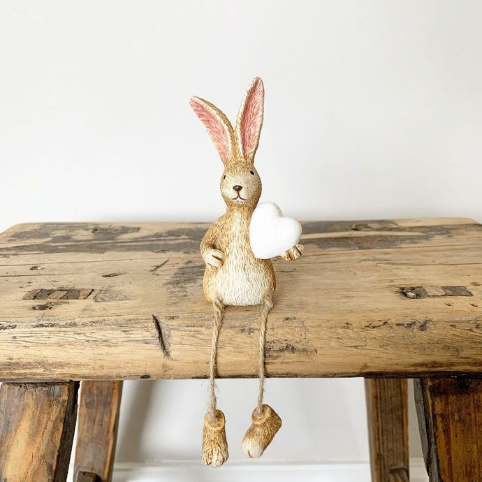 Sitting Bunny Rabbit With Heart And Dangly Legs,