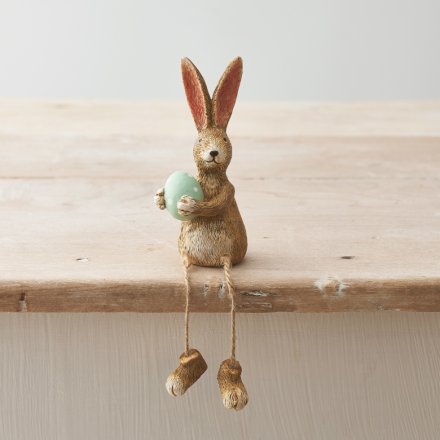 Sitting Bunny Ornament Holding A Green Egg