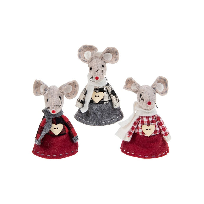 Sitting Tartan Mouse  Decoration